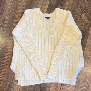 American Eagle Outfitters Cream V-Neck Sweater